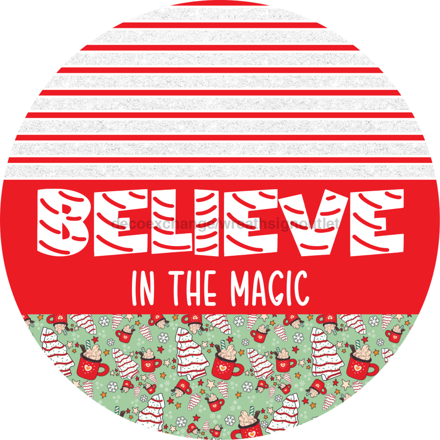 Door Hanger, Christmas Sign, Mint Christmas Cake Sign, Welcome Sign, 18" Wood Sign, Round Sign, DecoExchange - DecoExchange¬Æ