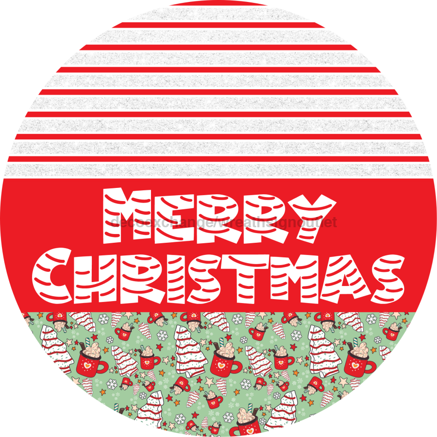 Door Hanger, Christmas Sign, Mint Christmas Cake Sign, Welcome Sign, 18" Wood Sign, Round Sign, DecoExchange - DecoExchange¬Æ