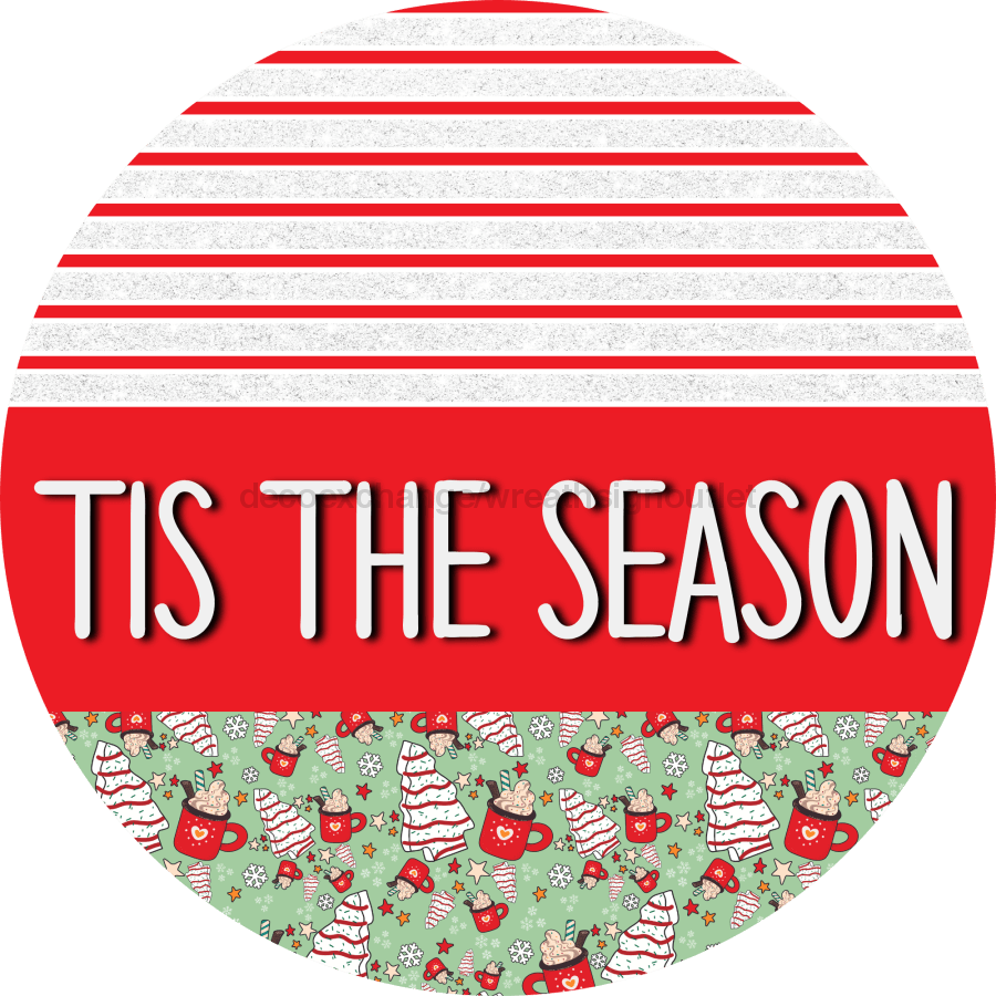 Door Hanger Christmas Sign Mint Cake Welcome 18 Wood Tis The Season Decoe-2197-Dh Round