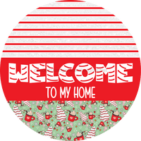 Thumbnail for Door Hanger Christmas Sign Mint Cake Welcome 18 Wood To My Home Decoe-2202-Dh Round