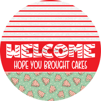 Thumbnail for Door Hanger, Christmas Sign, Mint Green Christmas Cake Sign, Welcome Sign, 18