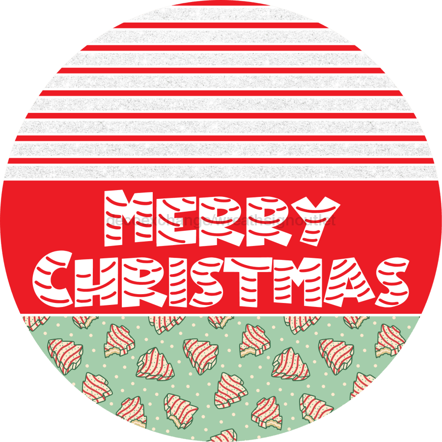 Door Hanger Christmas Sign Mint Green Cake Welcome 18 Wood Merry Decoe-2281-Dh Round