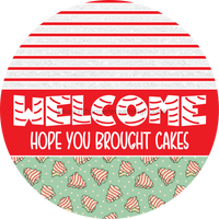 Thumbnail for Door Hanger, Christmas Sign, Mint Green Christmas Cake Sign, Welcome Sign, 18