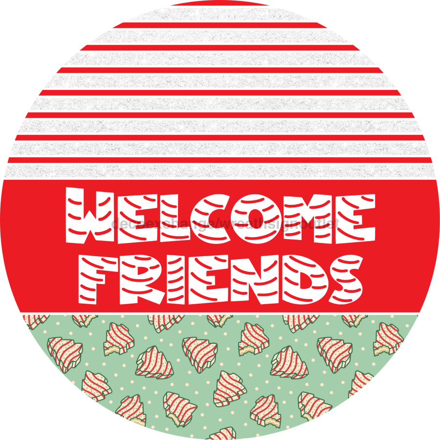 Door Hanger, Christmas Sign, Mint Green Christmas Cake Sign, Welcome Sign, 18" Wood Sign, Round Sign, DecoExchange - DecoExchange¬Æ