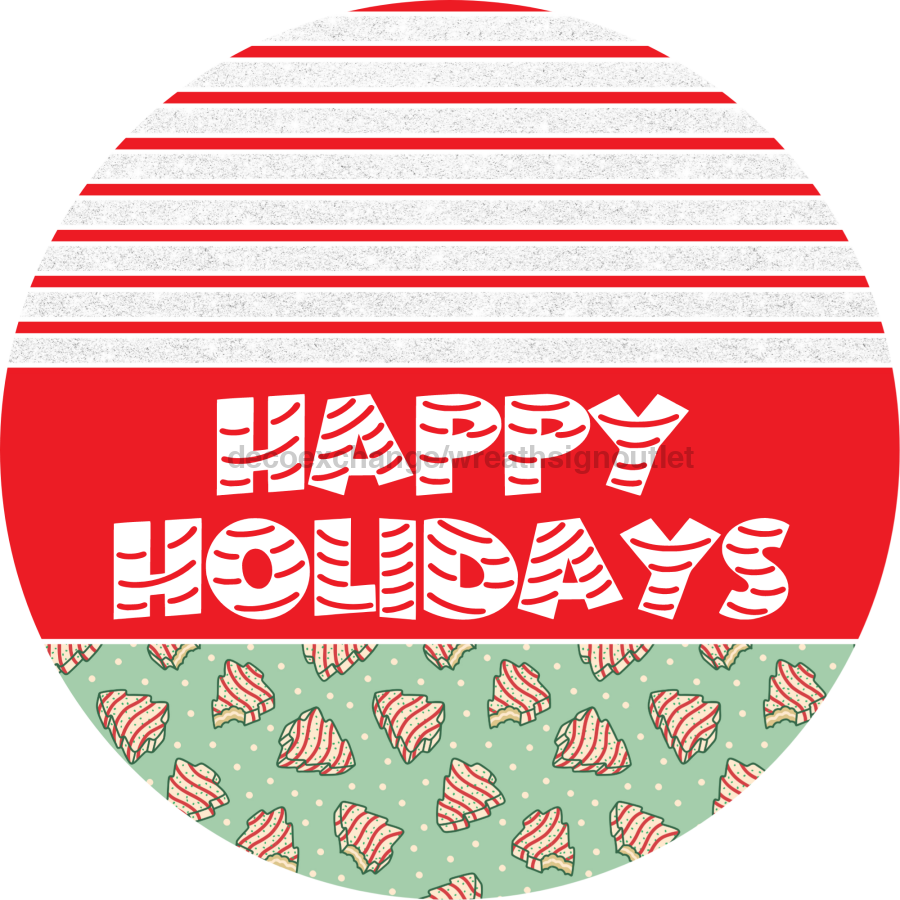 Door Hanger, Christmas Sign, Mint Green Christmas Cake Sign, Welcome Sign, 18" Wood Sign, Round Sign, DecoExchange - DecoExchange¬Æ