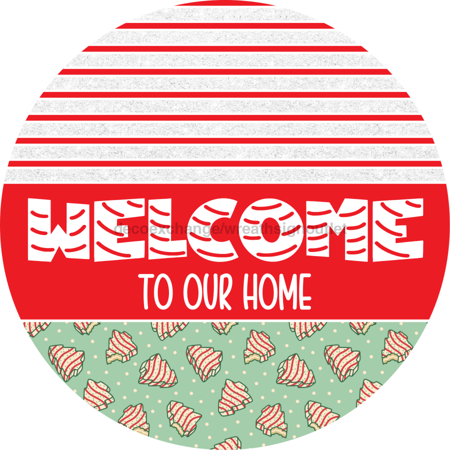 Door Hanger, Christmas Sign, Mint Green Christmas Cake Sign, Welcome Sign, 18" Wood Sign, Round Sign, DecoExchange - DecoExchange¬Æ