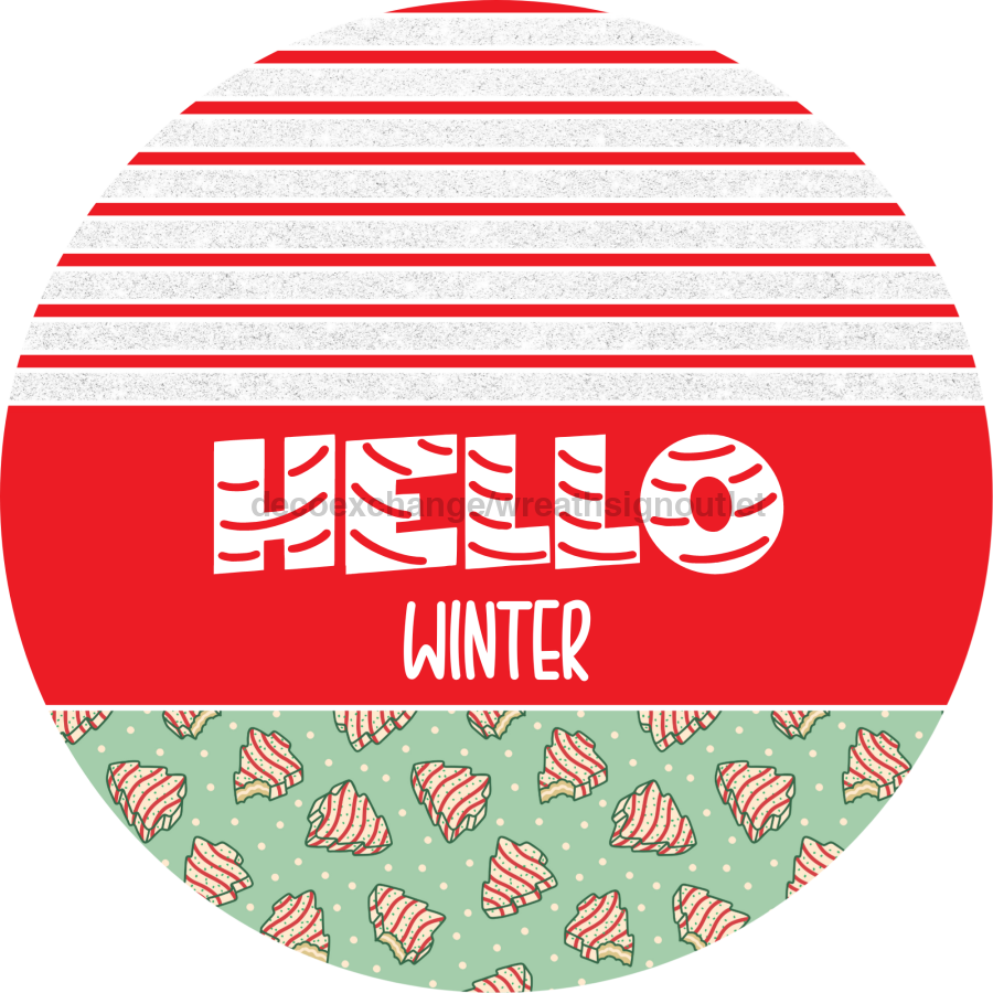 Door Hanger, Christmas Sign, Mint Green Christmas Cake Sign, Welcome Sign, 18" Wood Sign, Round Sign, DecoExchange - DecoExchange¬Æ