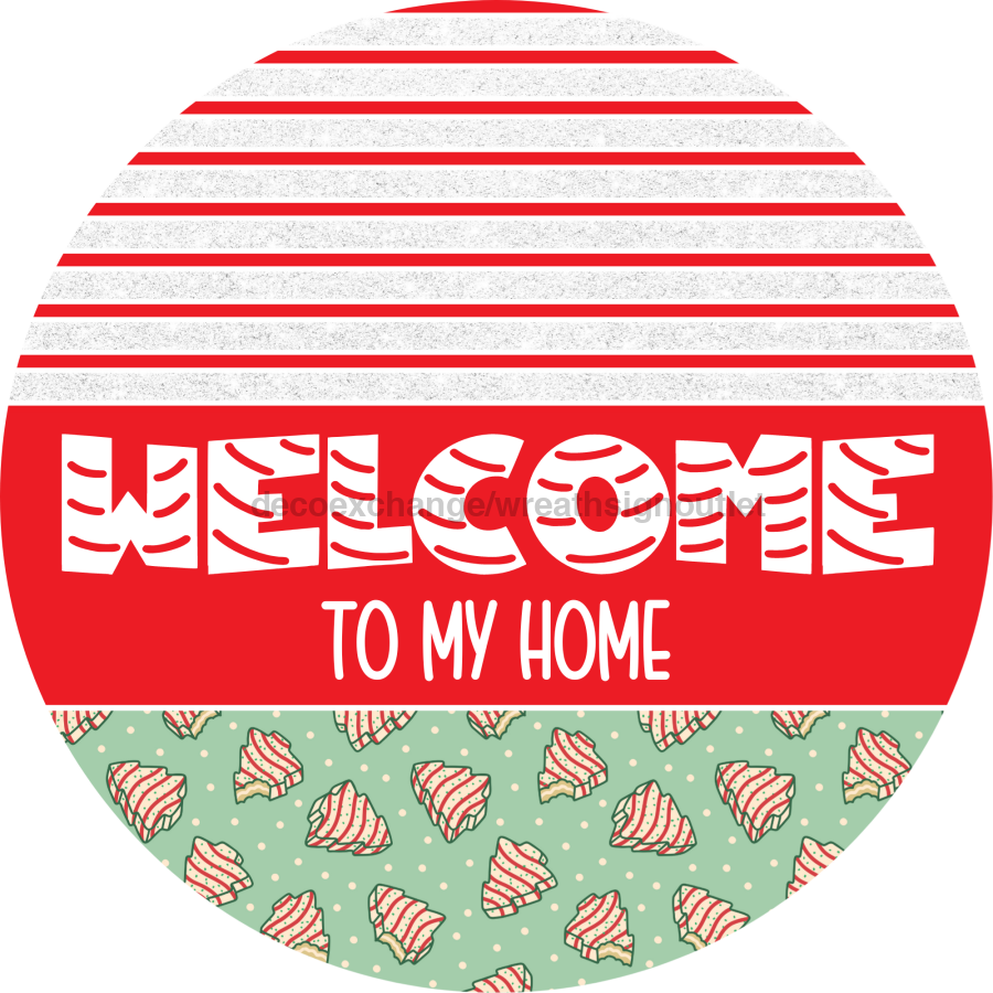 Door Hanger, Christmas Sign, Mint Green Christmas Cake Sign, Welcome Sign, 18" Wood Sign, Round Sign, DecoExchange - DecoExchange¬Æ