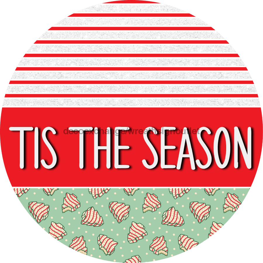 Door Hanger, Christmas Sign, Mint Green Christmas Cake Sign, Welcome Sign, 18" Wood Sign, Round Sign, DecoExchange - DecoExchange