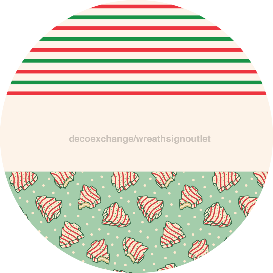 Door Hanger, Christmas Sign, Mint Stripe Christmas Cake Sign, Welcome Sign, 18" Wood Sign, Round Sign, DecoExchange - DecoExchange¬Æ