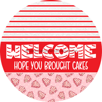 Thumbnail for Door Hanger, Christmas Sign, Pink Christmas Cake Sign, Welcome Sign, 18