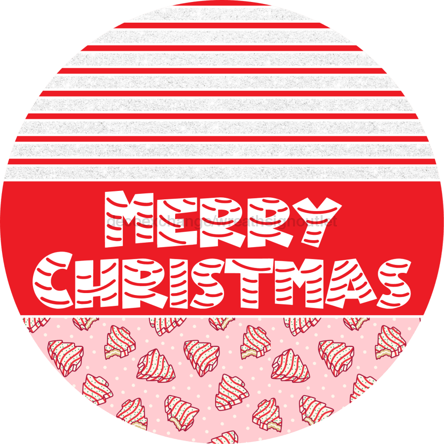 Door Hanger Christmas Sign Pink Cake Welcome 18 Wood Merry Decoe-2236-Dh Round