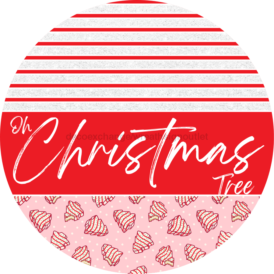 Door Hanger Christmas Sign Pink Cake Welcome 18 Wood Oh Tree Decoe-2247-Dh Round