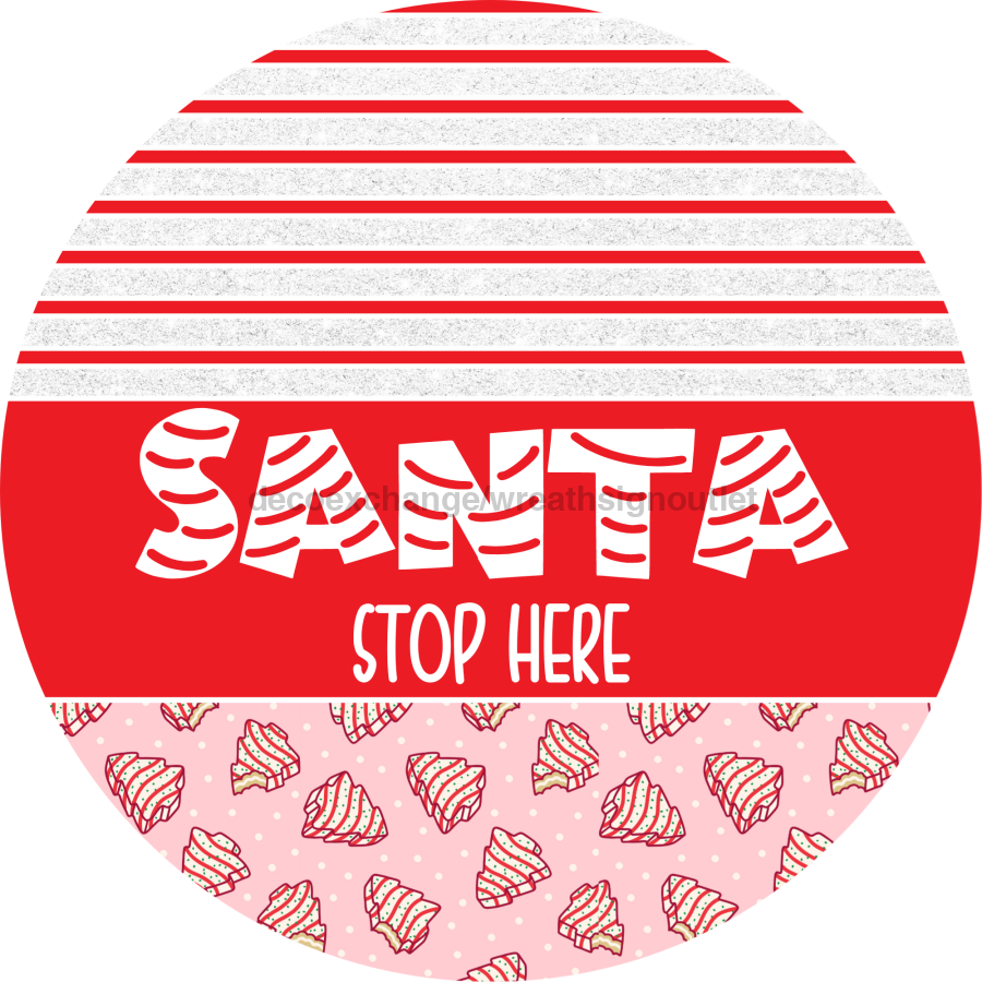 Door Hanger, Christmas Sign, Pink Christmas Cake Sign, Welcome Sign, 18" Wood Sign, Round Sign, DecoExchange - DecoExchange¬Æ