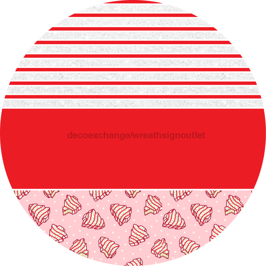 Door Hanger, Christmas Sign, Pink Christmas Cake Sign, Welcome Sign, 18" Wood Sign, Round Sign, DecoExchange - DecoExchange¬Æ