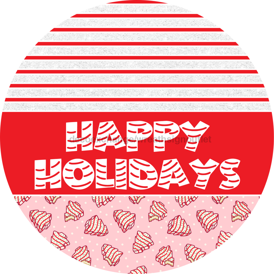 Door Hanger, Christmas Sign, Pink Christmas Cake Sign, Welcome Sign, 18" Wood Sign, Round Sign, DecoExchange - DecoExchange¬Æ