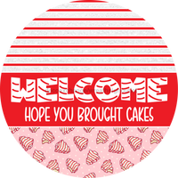 Thumbnail for Door Hanger, Christmas Sign, Pink Christmas Cake Sign, Welcome Sign, 18