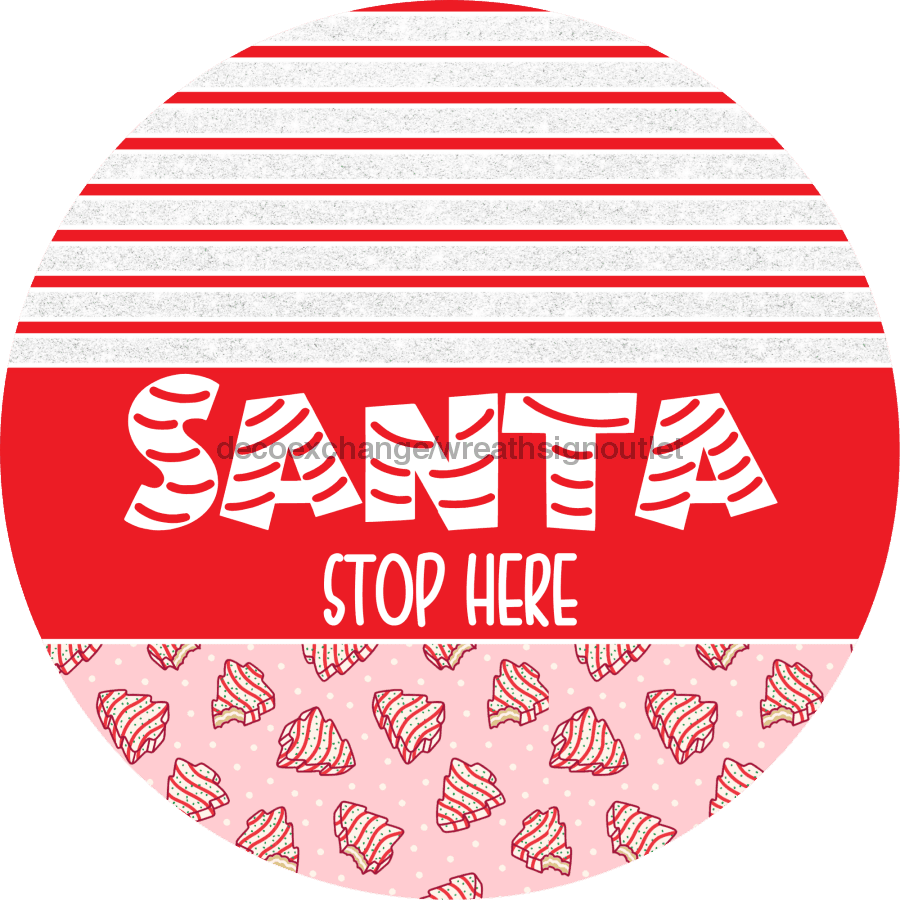 Door Hanger, Christmas Sign, Pink Christmas Cake Sign, Welcome Sign, 18" Wood Sign, Round Sign, DecoExchange - DecoExchange