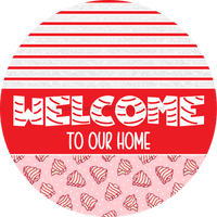 Thumbnail for Door Hanger Christmas Sign Pink Cake Welcome 18 Wood To Our Home Decoe-2239-Dh Round