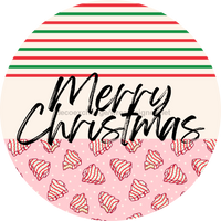 Thumbnail for Door Hanger, Christmas Sign, Pink Stripe Christmas Cake Sign, Welcome Sign, 18