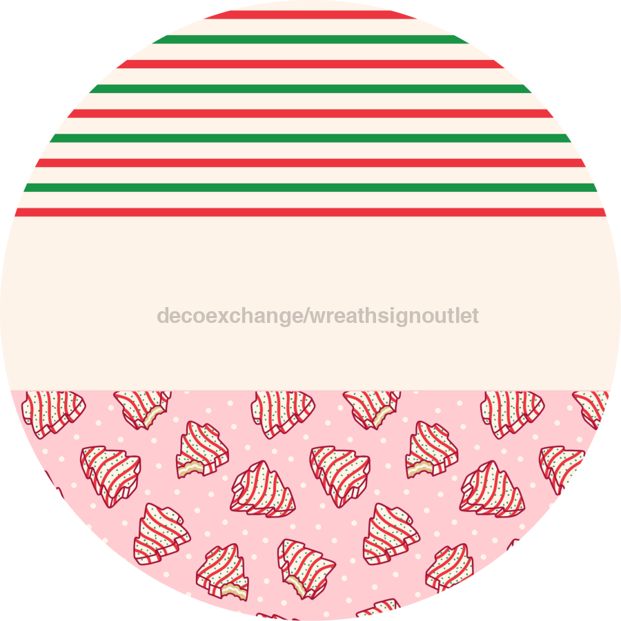 Door Hanger, Christmas Sign, Pink Stripe Christmas Cake Sign, Welcome Sign, 18" Wood Sign, Round Sign, DecoExchange - DecoExchange¬Æ