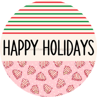 Thumbnail for Door Hanger, Christmas Sign, Pink Stripe Christmas Cake Sign, Welcome Sign, 18