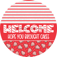 Thumbnail for Door Hanger, Christmas Sign, Red Christmas Cake Sign, Welcome Sign, 18
