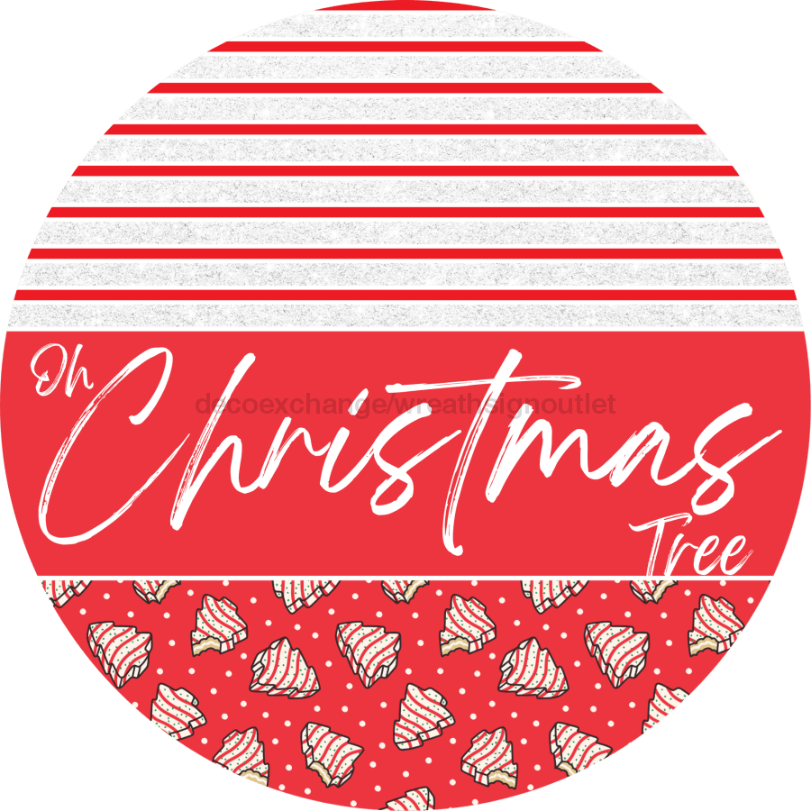 Door Hanger Christmas Sign Red Cake Welcome 18 Wood Oh Tree Decoe-2262-Dh Round