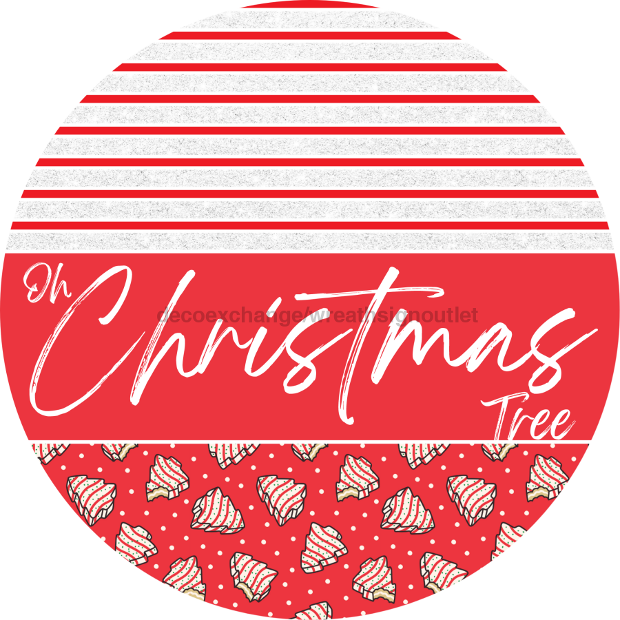 Door Hanger, Christmas Sign, Red Christmas Cake Sign, Welcome Sign, 18" Wood Sign, Round Sign, DecoExchange - DecoExchange¬Æ