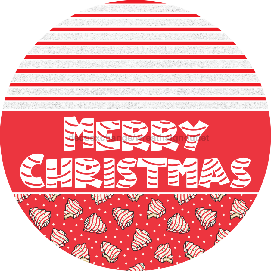 Door Hanger, Christmas Sign, Red Christmas Cake Sign, Welcome Sign, 18" Wood Sign, Round Sign, DecoExchange - DecoExchange¬Æ