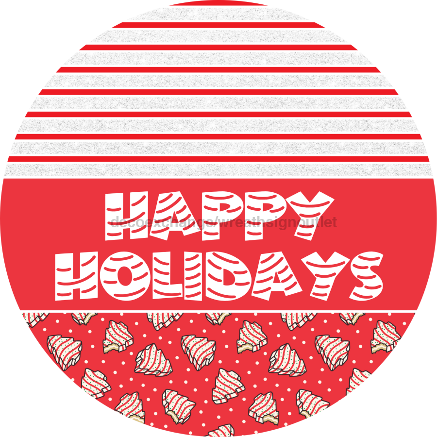 Door Hanger, Christmas Sign, Red Christmas Cake Sign, Welcome Sign, 18" Wood Sign, Round Sign, DecoExchange - DecoExchange¬Æ