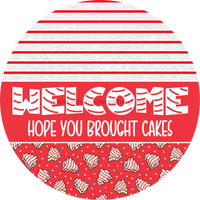 Thumbnail for Door Hanger, Christmas Sign, Red Christmas Cake Sign, Welcome Sign, 18