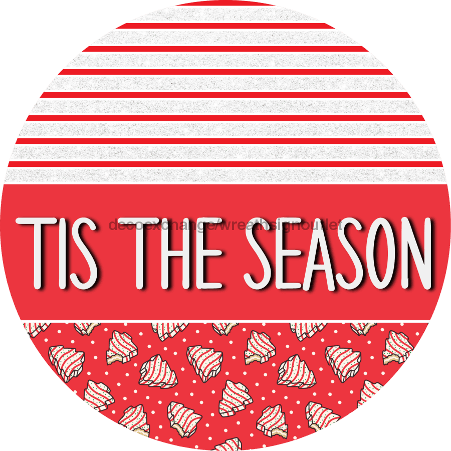 Door Hanger, Christmas Sign, Red Christmas Cake Sign, Welcome Sign, 18" Wood Sign, Round Sign, DecoExchange - DecoExchange