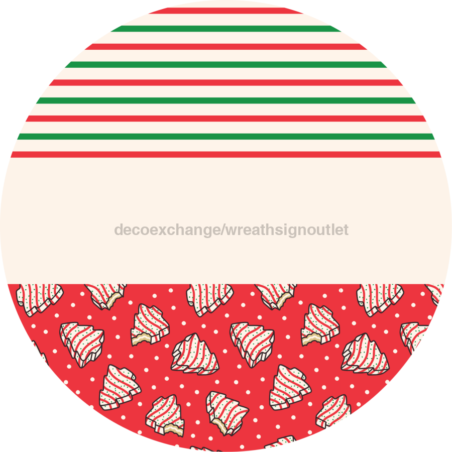 Door Hanger, Christmas Sign, Red Stripe Christmas Cake Sign, Welcome Sign, 18" Wood Sign, Round Sign, DecoExchange - DecoExchange¬Æ