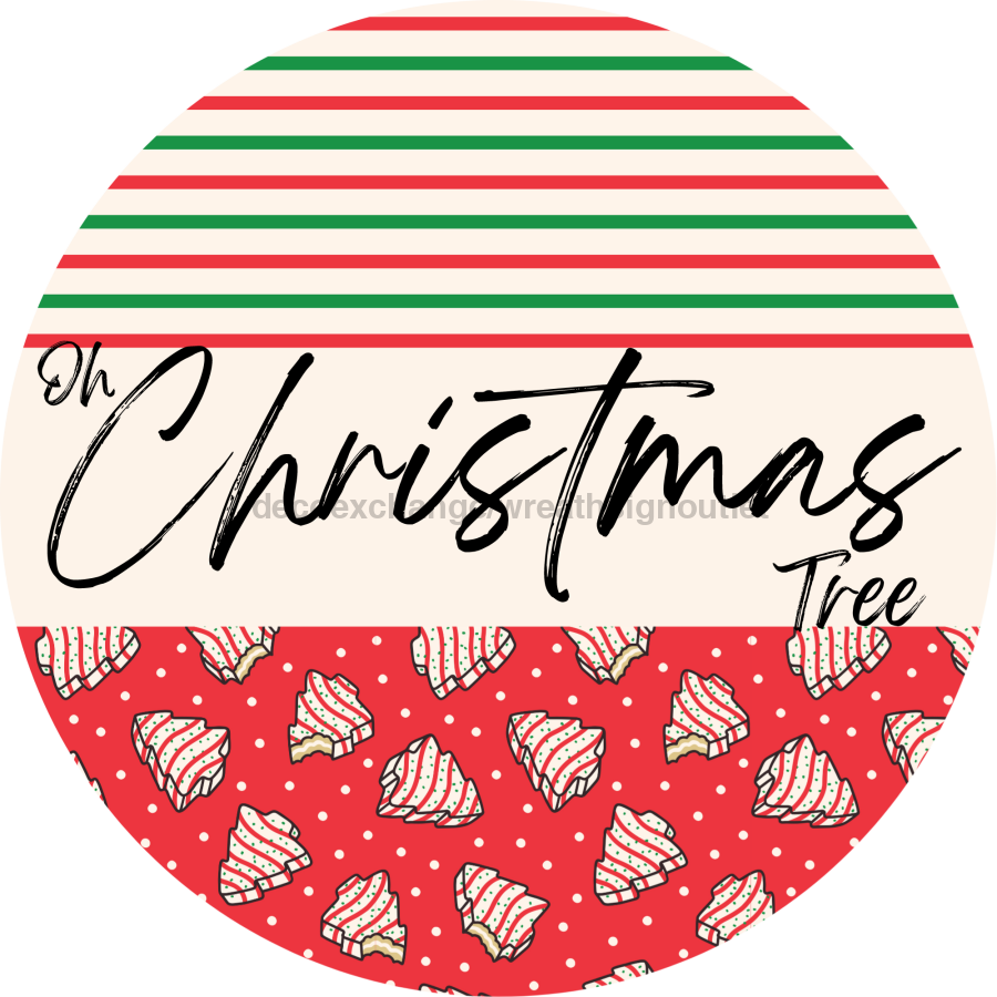 Door Hanger, Christmas Sign, Red Stripe Christmas Cake Sign, Welcome Sign, 18" Wood Sign, Round Sign, DecoExchange - DecoExchange¬Æ