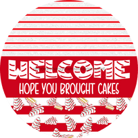 Thumbnail for Door Hanger, Christmas Sign, Red White Christmas Cake Sign, Welcome Sign, 18