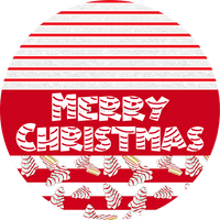 Thumbnail for Door Hanger Christmas Sign Red White Cake Welcome 18 Wood Merry Decoe-2220-Dh Round