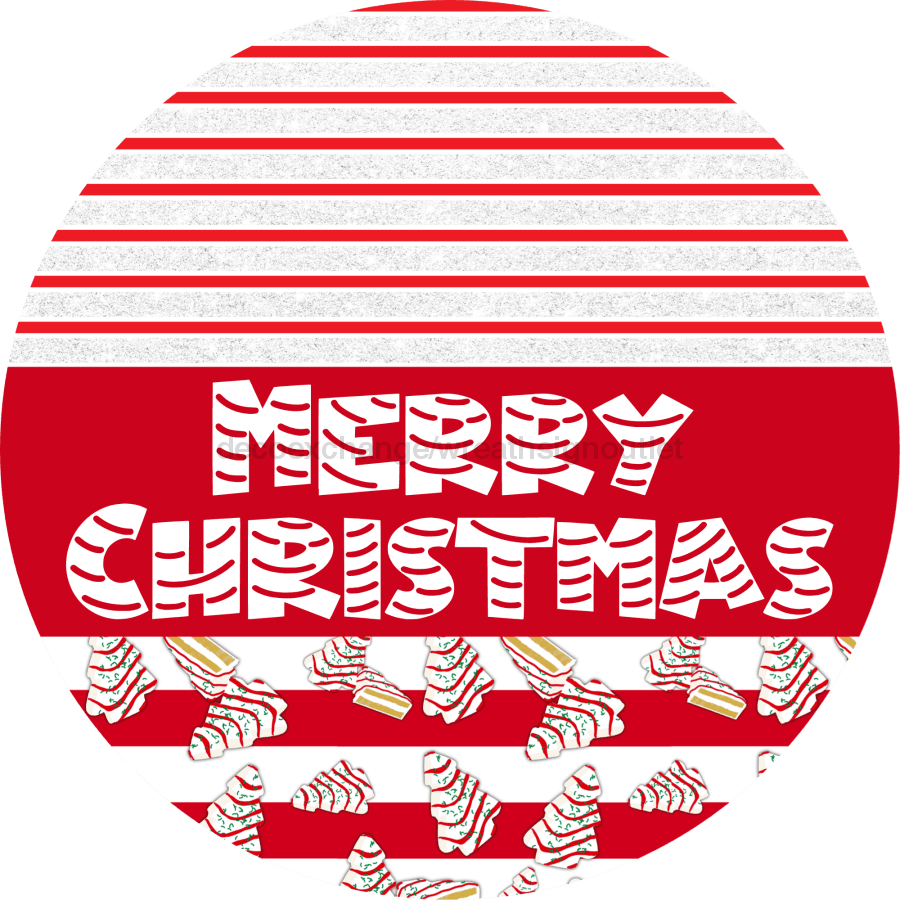 Door Hanger Christmas Sign Red White Cake Welcome 18 Wood Merry Decoe-2220-Dh Round