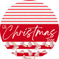 Thumbnail for Door Hanger Christmas Sign Red White Cake Welcome 18 Wood Oh Tree Decoe-2232-Dh Round