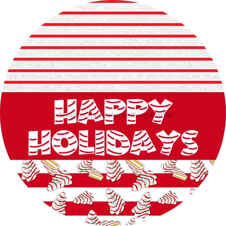 Door Hanger, Christmas Sign, Red White Christmas Cake Sign, Welcome Sign, 18" Wood Sign, Round Sign, DecoExchange - DecoExchange¬Æ