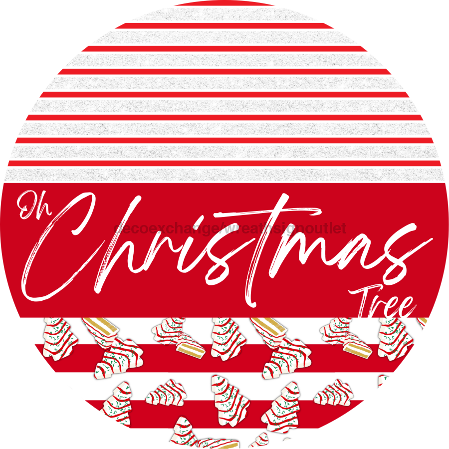 Door Hanger, Christmas Sign, Red White Christmas Cake Sign, Welcome Sign, 18" Wood Sign, Round Sign, DecoExchange - DecoExchange¬Æ