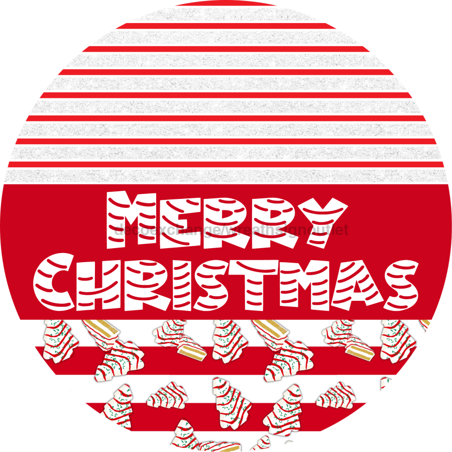 Door Hanger, Christmas Sign, Red White Christmas Cake Sign, Welcome Sign, 18" Wood Sign, Round Sign, DecoExchange - DecoExchange¬Æ