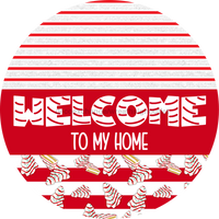 Thumbnail for Door Hanger, Christmas Sign, Red White Christmas Cake Sign, Welcome Sign, 18
