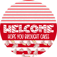 Thumbnail for Door Hanger, Christmas Sign, Red White Christmas Cake Sign, Welcome Sign, 18