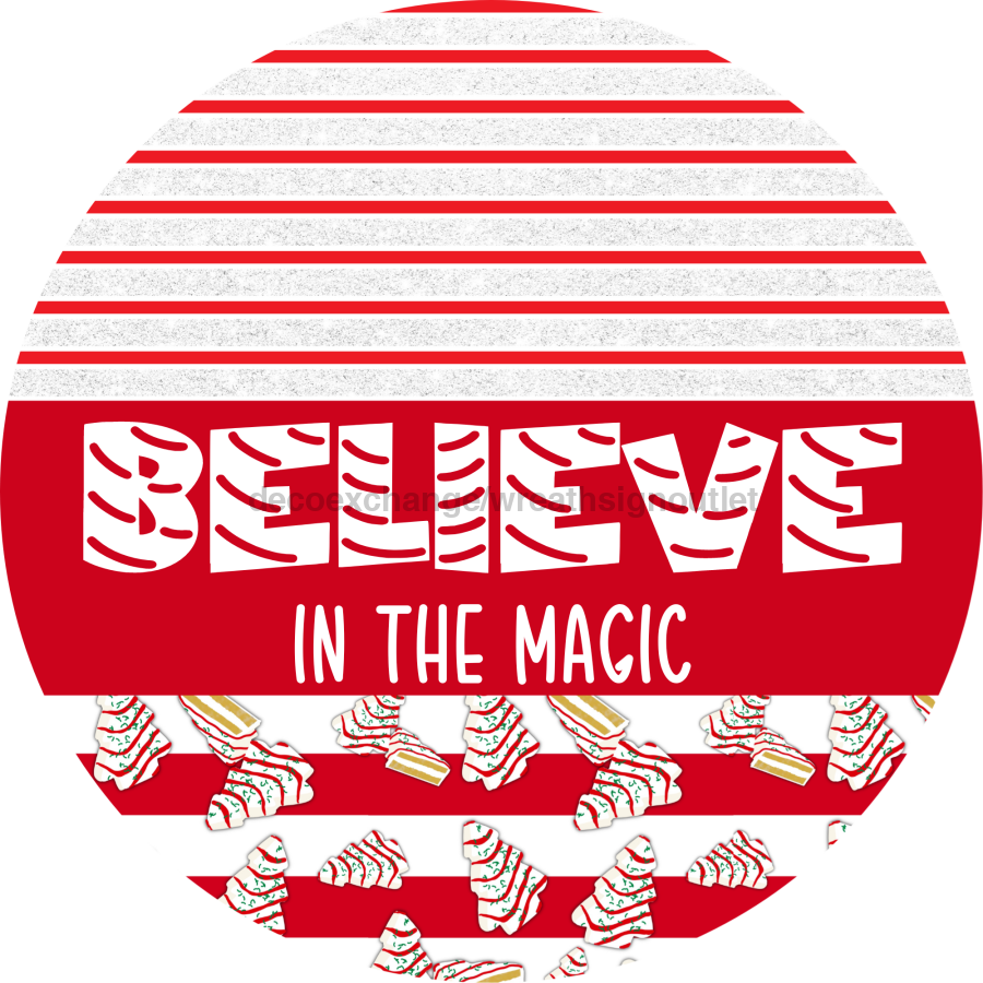 Door Hanger, Christmas Sign, Red White Christmas Cake Sign, Welcome Sign, 18" Wood Sign, Round Sign, DecoExchange - DecoExchange¬Æ