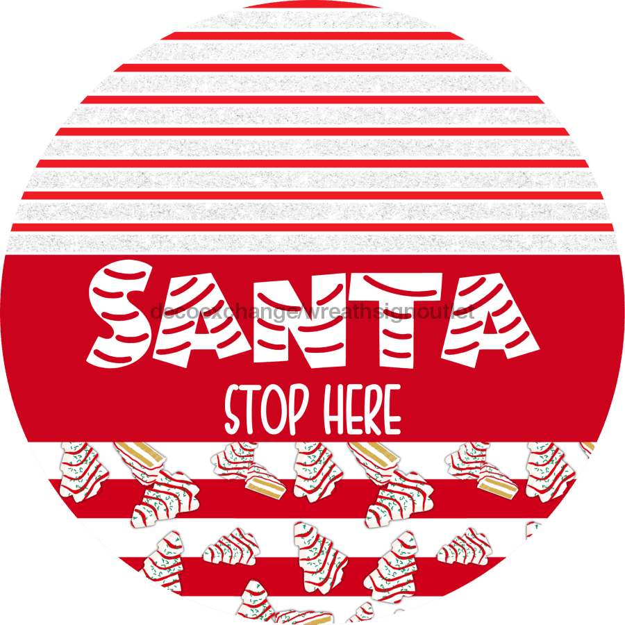 Door Hanger, Christmas Sign, Red White Christmas Cake Sign, Welcome Sign, 18" Wood Sign, Round Sign, DecoExchange - DecoExchange
