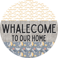 Thumbnail for Door Hanger, Funny Nautical Sign, Whalecome Sign, Whale Sign, Beach Sign, Turtle Sign, 18