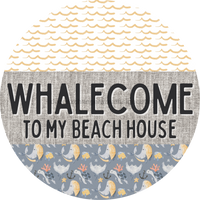 Thumbnail for Door Hanger, Funny Nautical Sign, Whalecome Sign, Whale Sign, Beach Sign, Turtle Sign, 18