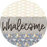 Thumbnail for Door Hanger, Funny Nautical Sign, Whalecome Sign, Whale Sign, Beach Sign, Turtle Sign, 18