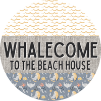 Thumbnail for Door Hanger, Funny Nautical Sign, Whalecome Sign, Whale Sign, Beach Sign, Turtle Sign, 18